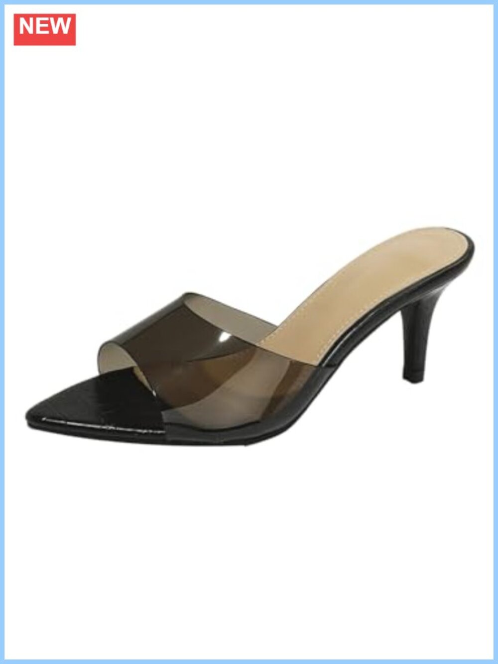 Clear Kitten Heel Sandals Pointed Open Toe Slip On Party Dressy